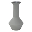 Benjara Accent Flower Vase- Narrow Neck Geometric Shape White Ceramic 14 Inch