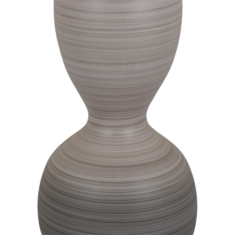 Benjara Modern Flower Vase- Double Bulb Ombre Textured Gray Ceramic- 17 Inch