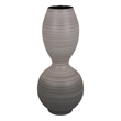 Benjara Modern Flower Vase- Double Bulb Ombre Textured Gray Ceramic- 17 Inch