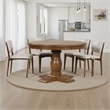 Benjara Dinie Dining Table- Classic Turned Base- Chestnut Brown Wood 48 Inch