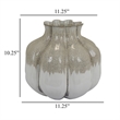 Benjara Roxy Rounded Vase with Scalloped Rim- Multi Colored Ceramic 11 Inch