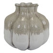 Benjara Roxy Rounded Vase with Scalloped Rim- Multi Colored Ceramic 11 Inch