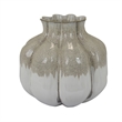 Benjara Roxy Rounded Vase with Scalloped Rim- Multi Colored Ceramic 11 Inch