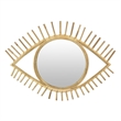 Benjara Eric Round Mirror Wall Decor- Eye Shaped Brown Natural Fiber 34 Inch