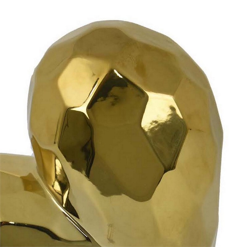 Benjara Dina Gold Heart Tabletop Decor- Golden Ceramic 12 Inch