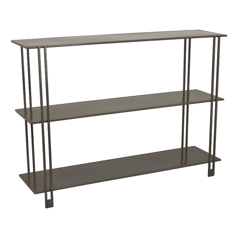 Benjara Bush Plant Display Stand- Modern 3 Tier Gray Metal Finish- 32 Inch