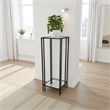 Benjara Buckley Plant Stand Table- Black Metal- Square Mirrored Top- 34 Inch