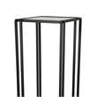 Benjara Buckley Plant Stand Table- Black Metal- Square Mirrored Top- 34 Inch