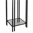 Benjara Buckley Plant Stand Table- Black Metal- Square Mirrored Top- 28 Inch
