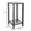 Benjara Buckley Plant Stand Table- Black Metal- Square Mirrored Top- 28 Inch