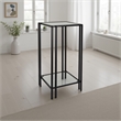 Benjara Buckley Plant Stand Table- Black Metal- Square Mirrored Top- 28 Inch