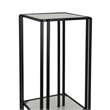 Benjara Buckley Plant Stand Table- Black Metal- Square Mirrored Top- 28 Inch