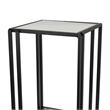 Benjara Buckley Plant Stand Table- Black Metal- Square Mirrored Top- 22 Inch