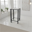 Benjara Buckley Plant Stand Table- Black Metal- Square Mirrored Top- 22 Inch