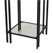 Benjara Buckley Plant Stand Table- Black Metal- Square Mirrored Top- 22 Inch