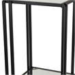 Benjara Buckley Plant Stand Table- Black Metal- Square Mirrored Top- 22 Inch