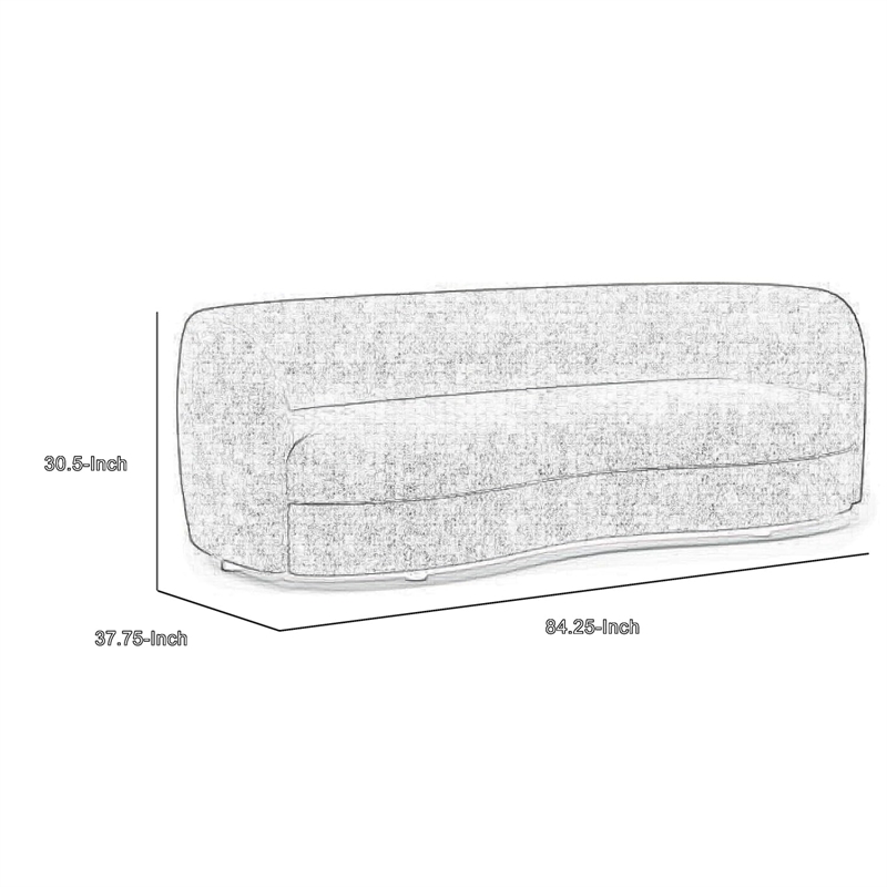 Benjara Srey Sofa- 84 Inch- Modern Plush White Boucle- Curved Kidney Shape