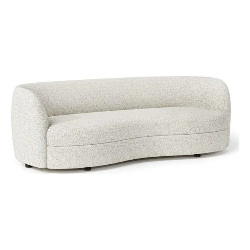 Benjara Srey Sofa- 84 Inch- Modern Plush White Boucle- Curved Kidney Shape