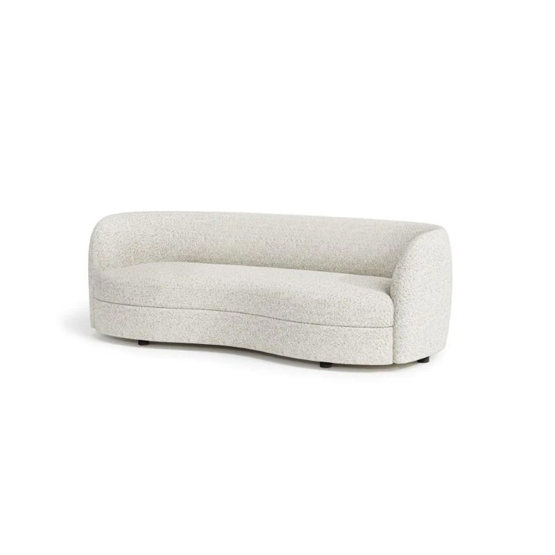 Benjara Srey Sofa- 84 Inch- Modern Plush White Boucle- Curved Kidney Shape