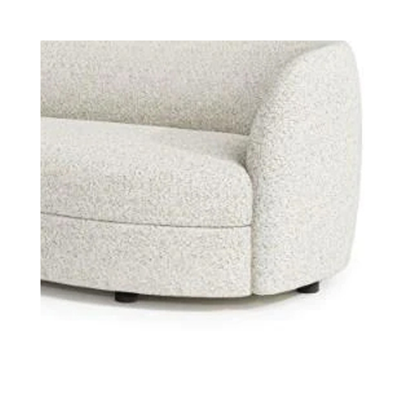 Benjara Srey Sofa- 84 Inch- Modern Plush White Boucle- Curved Kidney Shape