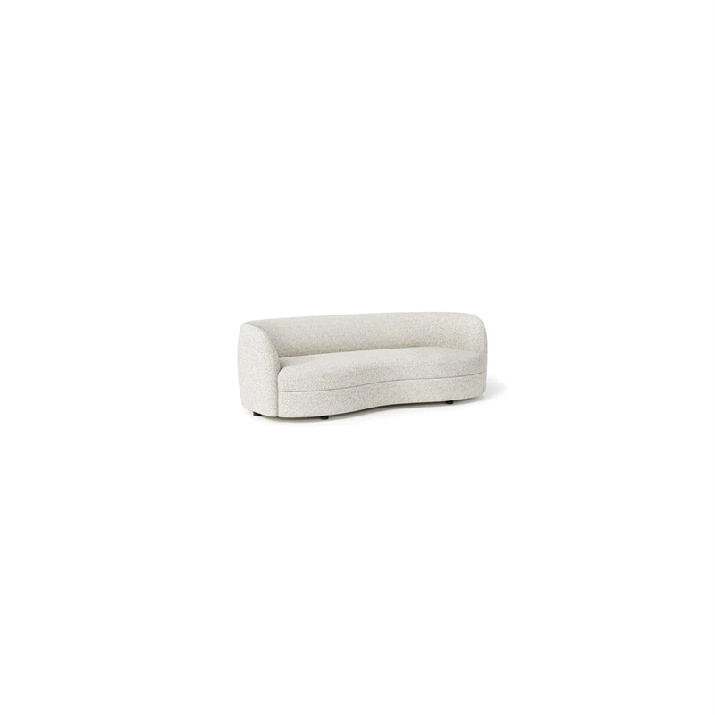 Benjara Srey Sofa- 84 Inch- Modern Plush White Boucle- Curved Kidney Shape