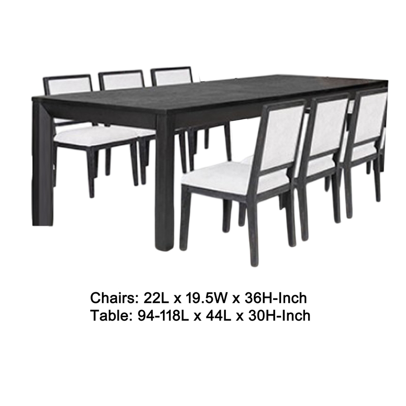 Benjara Kizie 7pc Dining Table Set- 94-118