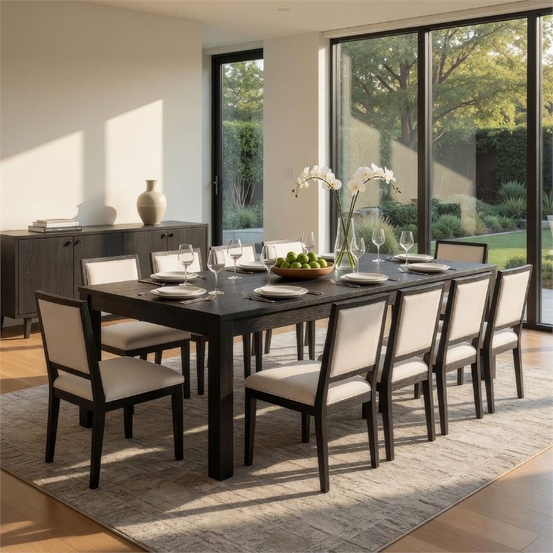 Benjara Kizie 9pc Dining Table Set- 94-118