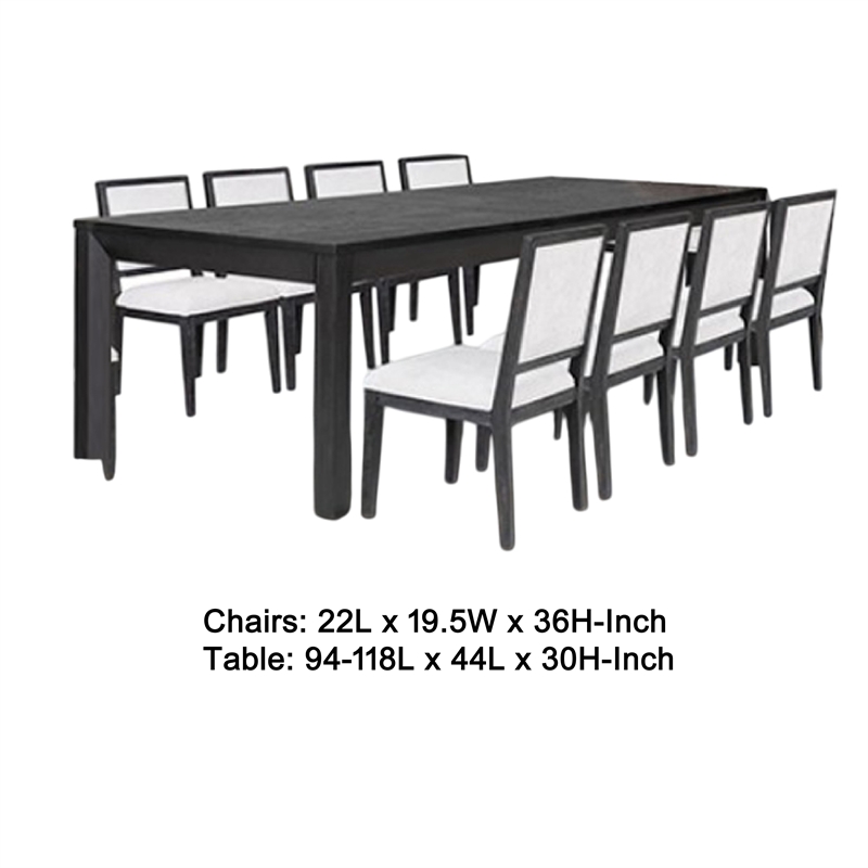 Benjara Kizie 9pc Dining Table Set- 94-118