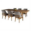 Benjara Ramie 7pc Dining Table Set- 84-102