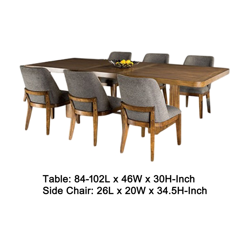 Benjara Ramie 7pc Dining Table Set- 84-102