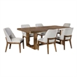 Benjara Ramie 7pc Dining Table Set- 84-102