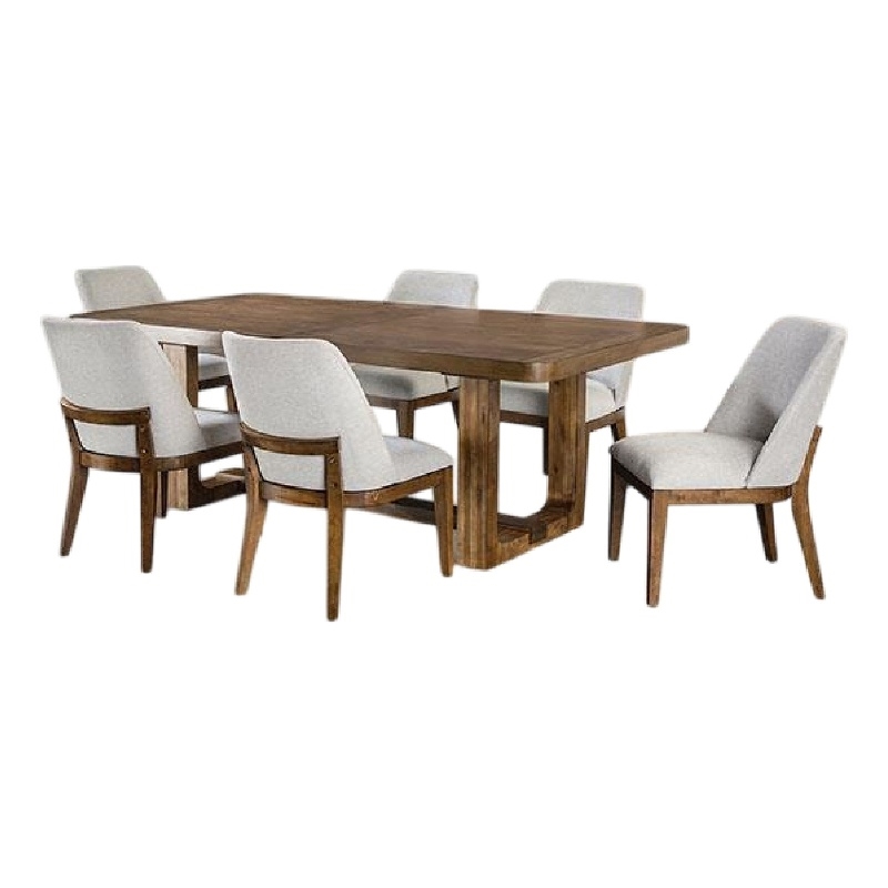 Benjara Ramie 7pc Dining Table Set- 84-102