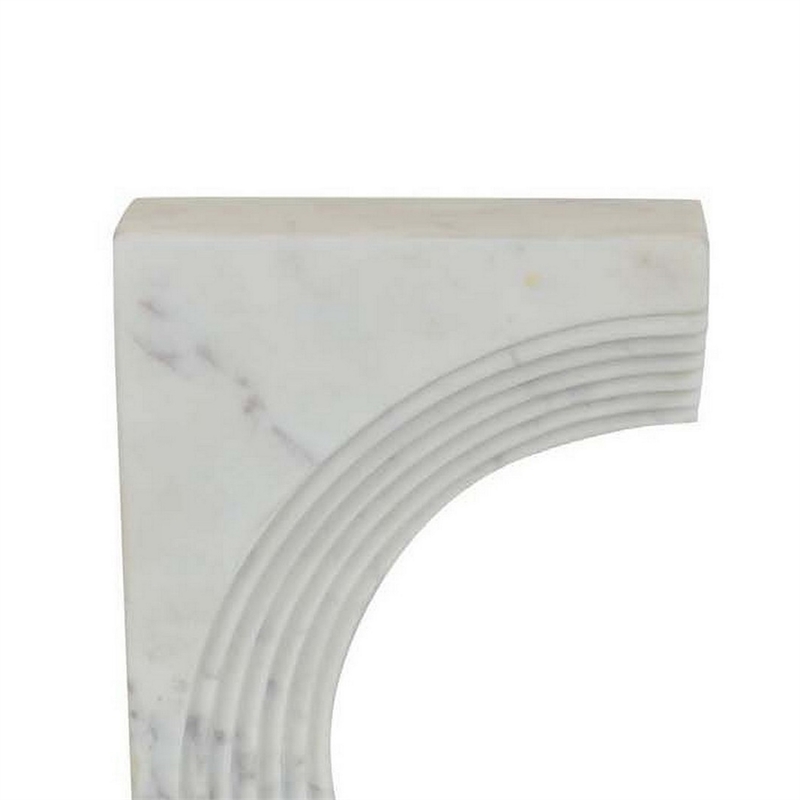 Benjara Keveny Tabletop Decor- C Arch Sculpture Texture White Marble- 13 Inch