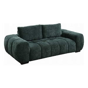 Benjara Errand Sofa- Dark Green Chenille- Foam Cushions- Pine Wood- 84 Inch