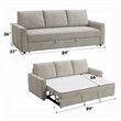 Benjara Eira Sofa with Fold Out Sleeper Full Size Bed- Beige Linen- 89 Inch