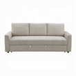 Benjara Eira Sofa with Fold Out Sleeper Full Size Bed- Beige Linen- 89 Inch