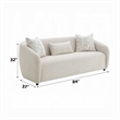 Benjara Tiena Sofa- 3 Accent Throw Pillows- Modern Warm Beige Linen- 84 Inch