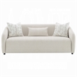 Benjara Tiena Sofa- 3 Accent Throw Pillows- Modern Warm Beige Linen- 84 Inch