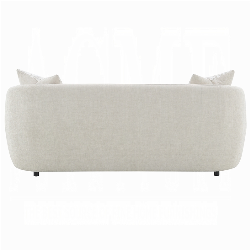 Benjara Tiena Sofa- 3 Accent Throw Pillows- Modern Warm Beige Linen- 84 Inch