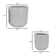 Benjara Fusie Planter Set of 2- Round- White Ceramic- Horizontal Texture