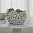 Benjara Nina Decorative Bowl- Light Blue- Textured Coral Gray Ceramic- 11 Inch
