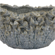 Benjara Nina Decorative Bowl- Light Blue- Textured Floral Gray Ceramic 13 Inch