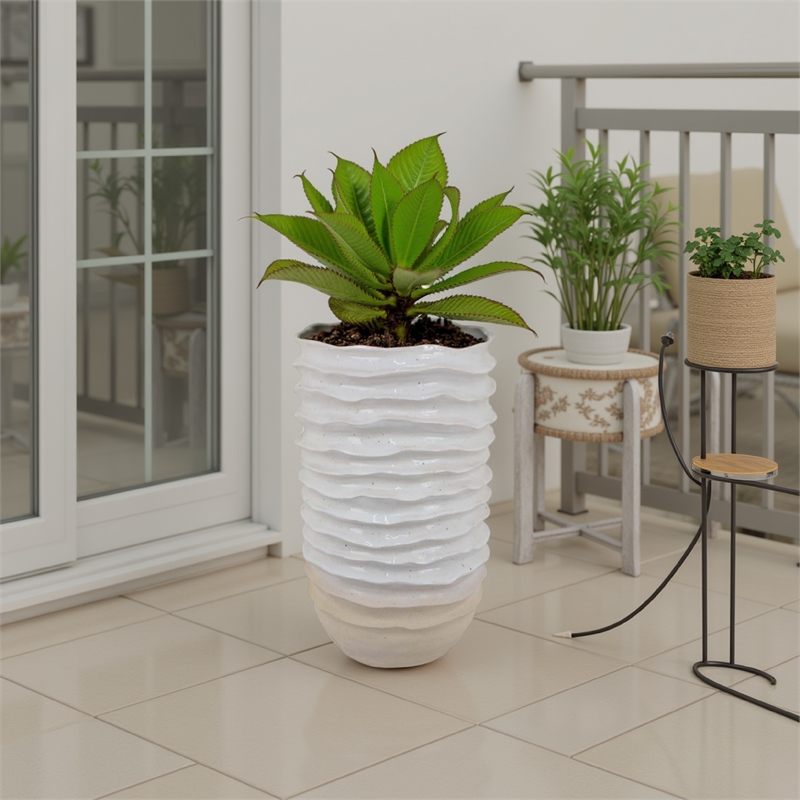 Benjara Accent Planter- Abstract Wave Coastal Design- 22