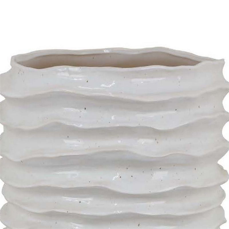 Benjara Accent Planter- Abstract Wave Coastal Design- 22