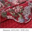Benjara Milz 2pc Twin Size Quilt Set- Cotton- Polyester- Garnet Red Florals