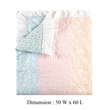 Benjara Tisy 50x60 Ruffle Throw Blanket- Cotton- Polyester- Pastel Stripes