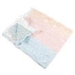Benjara Tisy 50x60 Ruffle Throw Blanket- Cotton- Polyester- Pastel Stripes