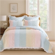 Benjara Tisy 2pc Twin Size Quilt Set- Cotton- Polyester- Pastel Color Stripes