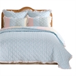 Benjara Tisy 2pc Twin Size Quilt Set- Cotton- Polyester- Pastel Color Stripes