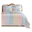 Benjara Tisy 2pc Twin Size Quilt Set- Cotton- Polyester- Pastel Color Stripes